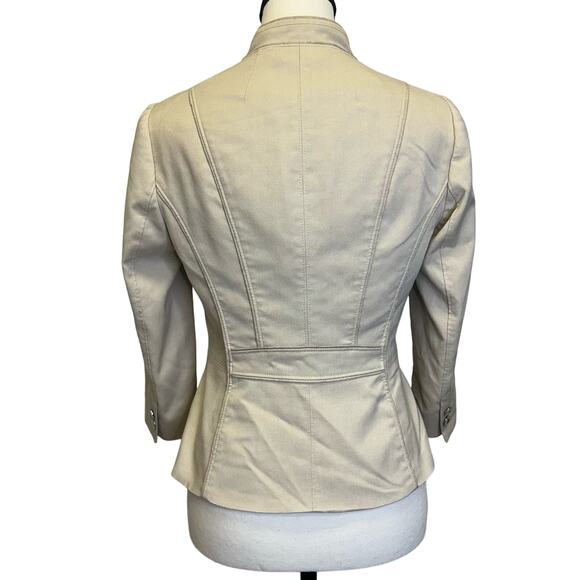 White House Black Market Beige Blazer Jacket Size 2 - Tailored Fitted Blazer - Picture 3 of 10